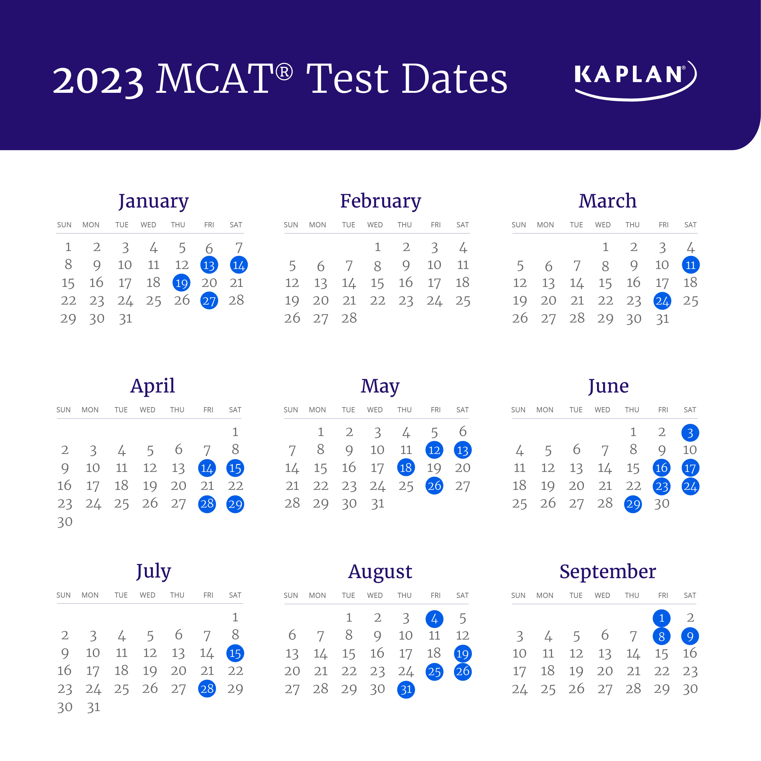 2023 MCAT Test Dates