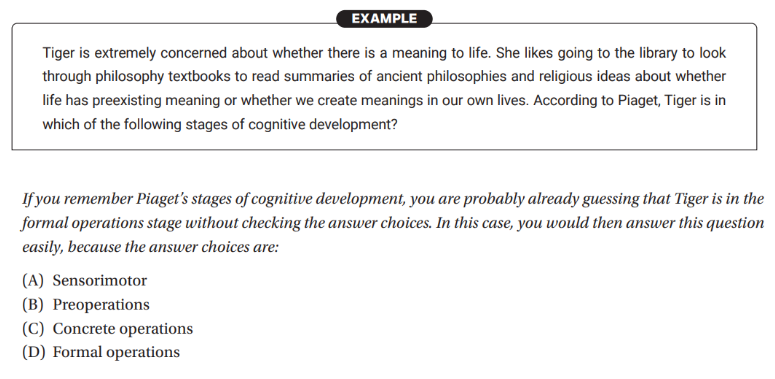 Example of an AP Psychology multiple-choice question.